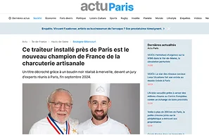 Actu Paris écrit : Ce traiteur installé près de Paris est le nouveau champion de France de la Charcuterie Artisanale à Boulogne-Billancourt