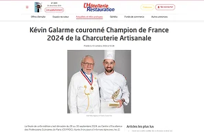 L'Hôtellerie Restauration en parle : Kévin Galarme couronné Champion de France 2024 de la Charcuterie Artisanale