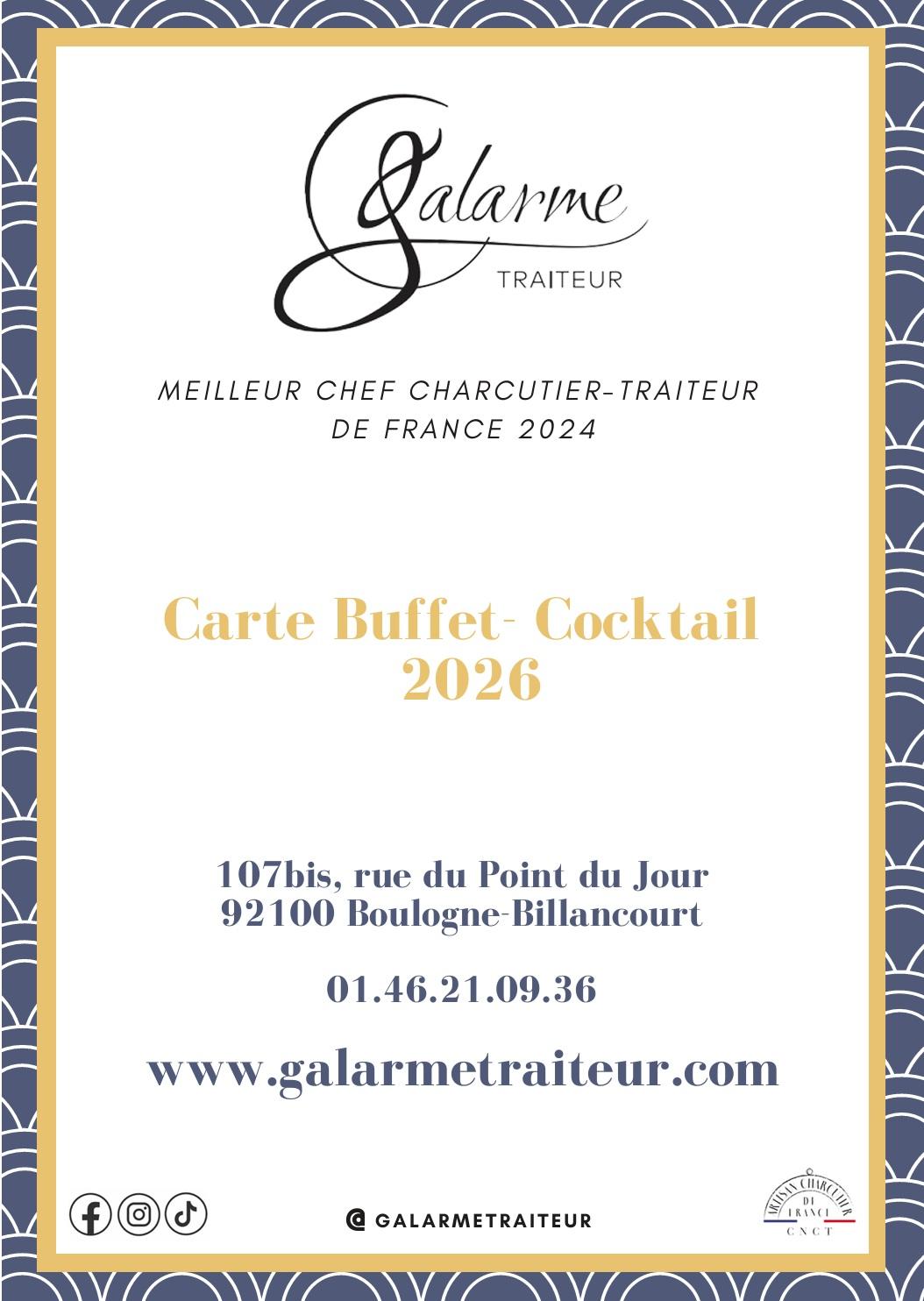 La carte Buffet-Cocktail 2026 est disponible !